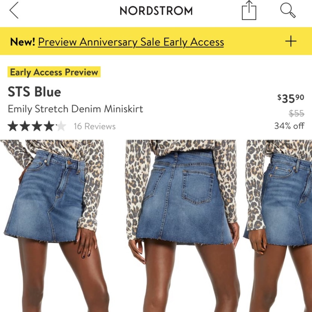 STS blue denim raw hem skirt size 32